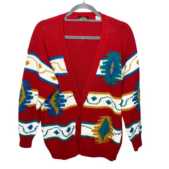 Greatland Apparel Vintage Aztec Print Oversized Cardigan Size Small - Picture 1 of 5